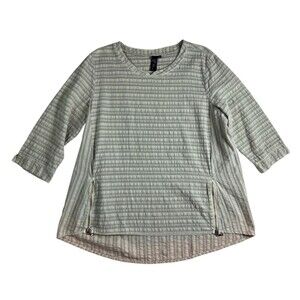 Focus Casual Life Green Preshrunk Textured Gauze Lagenlook Top w Zippers  Size L